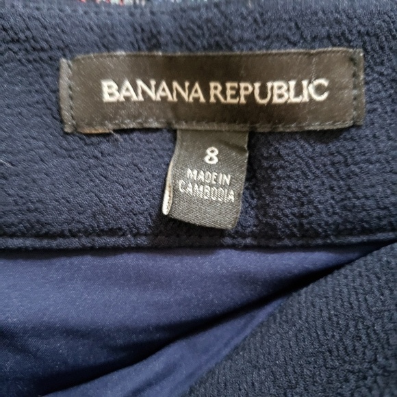 Banana Republic | 8 Navy skirt white stitch ruffle double layer - Picture 6 of 10